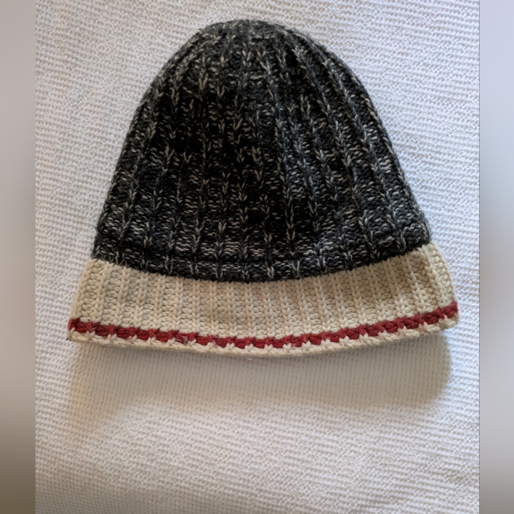 Roots Classic Cozy Knit Beanie with Red Stripe. OS